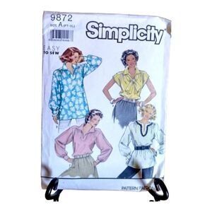 Simplicity 9872 ~ Misses Tops in Two Lengths and Scarf: Pullover VINTAGE 1990